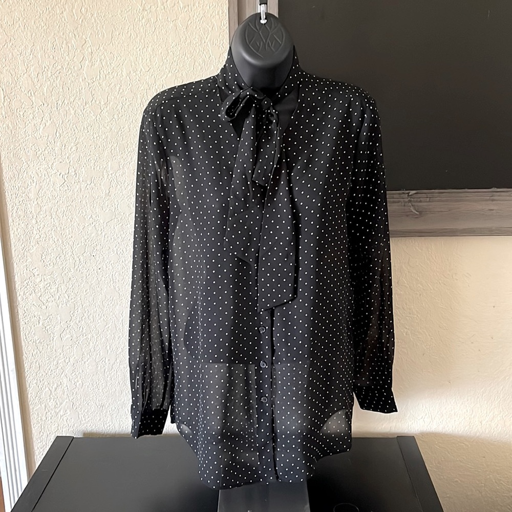 Banana Republic shirt/blouse black with white dots